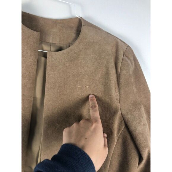 Vintage Homemade Skirt Suit Womens Sz M 2Pc Set Jacket & Skirt Camel Faux Suede* - Picture 4 of 15